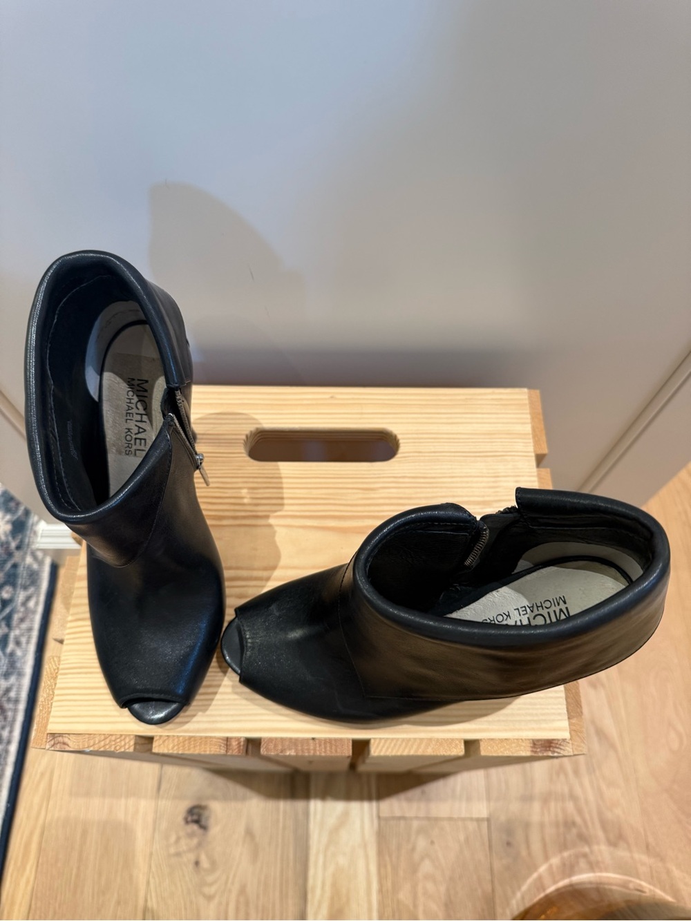 Michael Kors Black Peep-Toe Ankle Booties